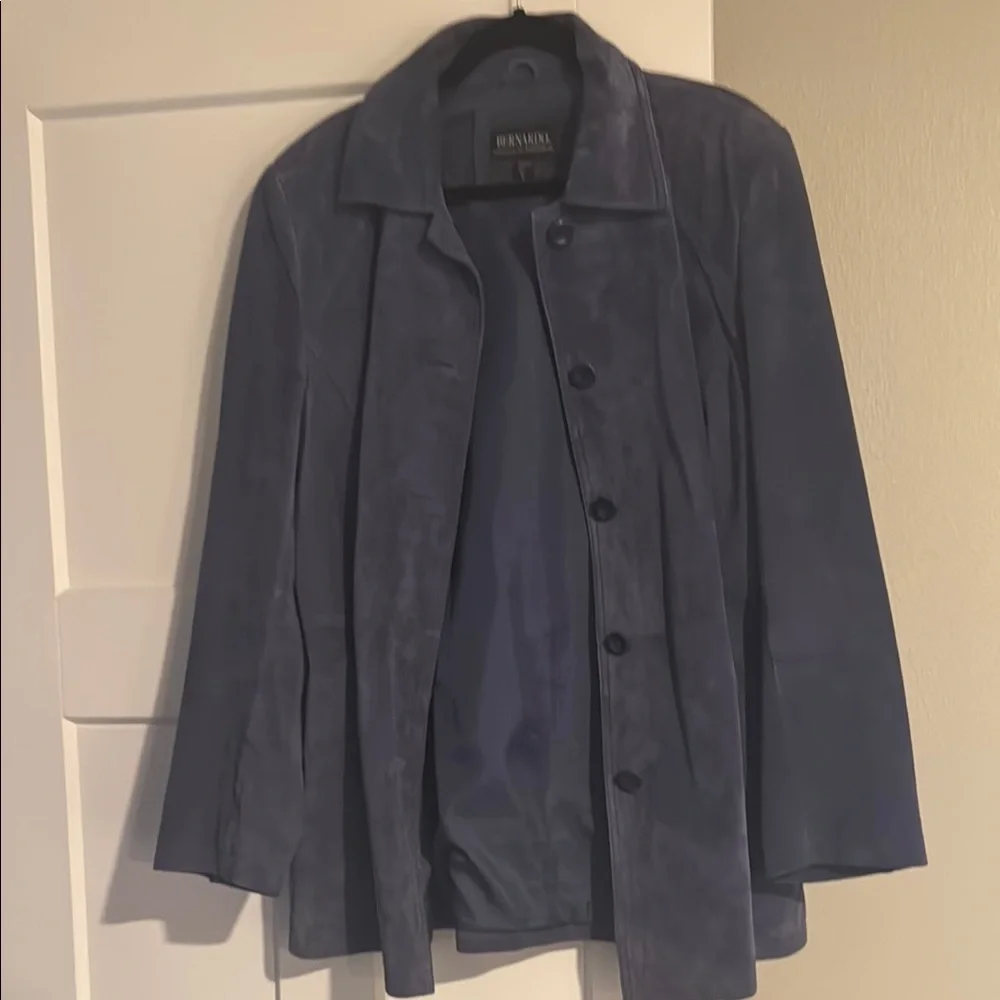 Bernardo Blue Leather Jacket Classic Style - Picture 2 of 4